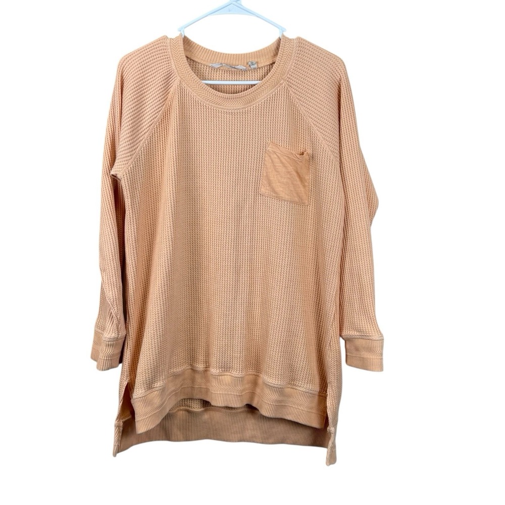Soft Surroundings Autumn Waffle Knit Tunic Long Sleeve Orange Womens‎ M